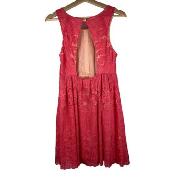 Free People Size 6 Coral Floral Lace Summer Tank Dress - Picture 3 of 7
